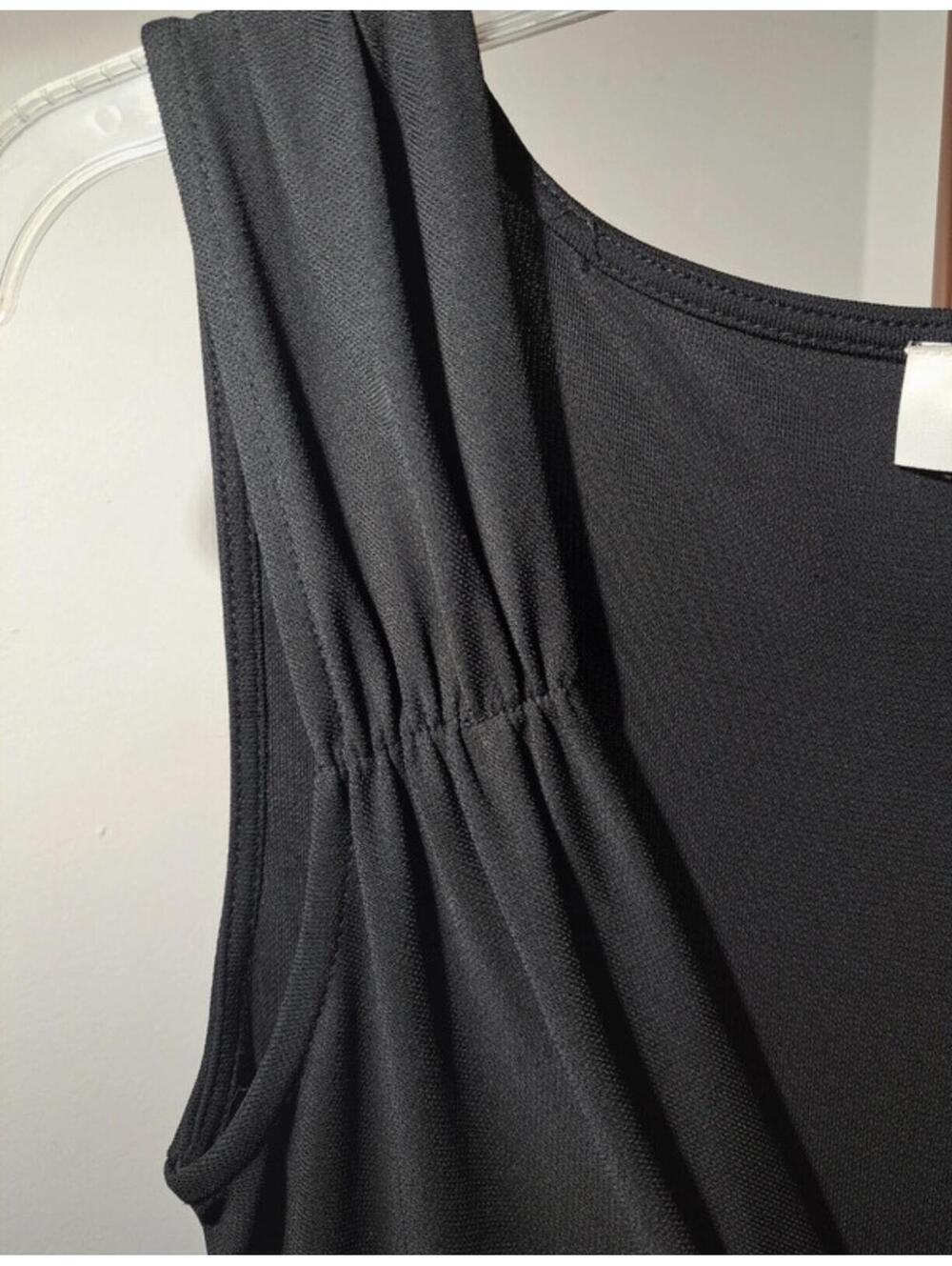 LOFT Black Sleeveless Ruched V-Neck Dress Size 4 - Picture 5 of 6